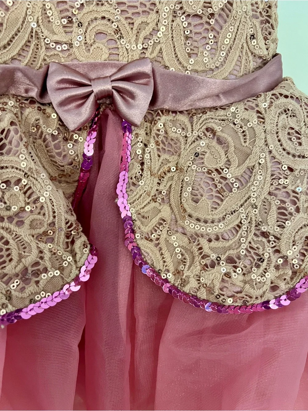 Girls Pink Lace & Tulle Ballet Dance Costume Dress